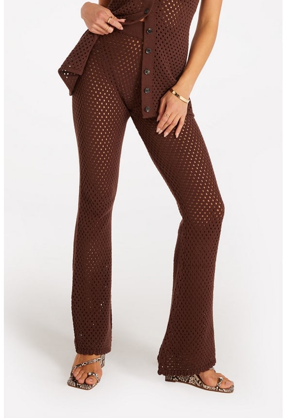 Crochet Mini Boot Cut Pants Cappuccino