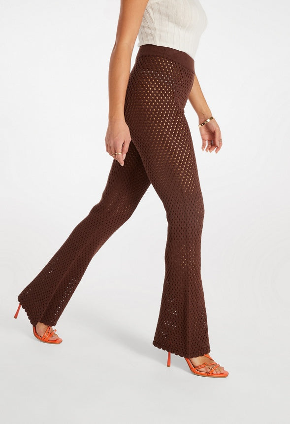 Crochet Mini Boot Cut Pants Cappuccino