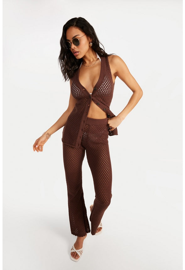 Crochet Mini Boot Cut Pants Cappuccino