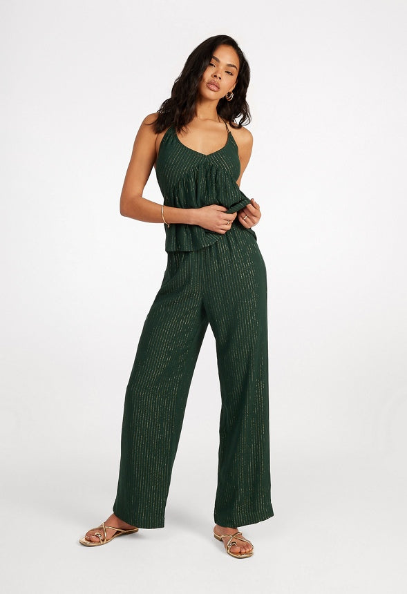 Stripe Wide Leg Pants Pine Grove With Lurex
