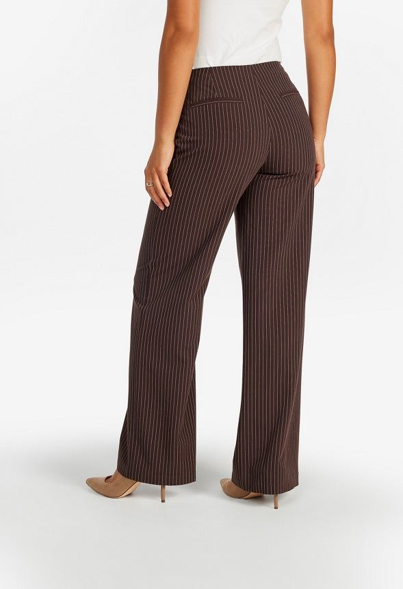 Tailored Low Rise Trousers Cappuccino/ White Pinstripe
