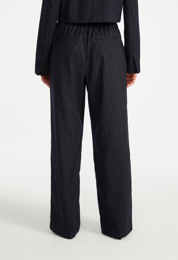 Straight Leg Trousers Navy/ White Pinstripe