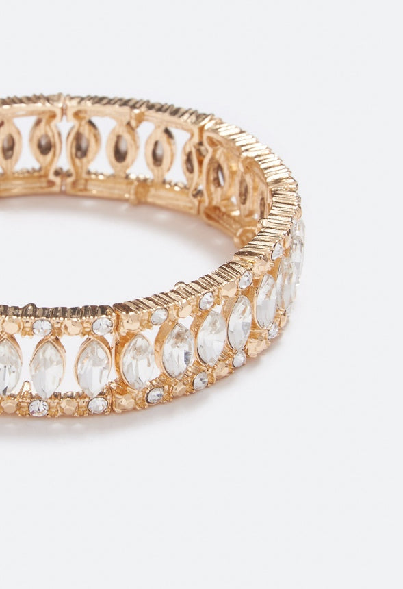 Eve Crystal Stretch Bracelet Clear/Gold