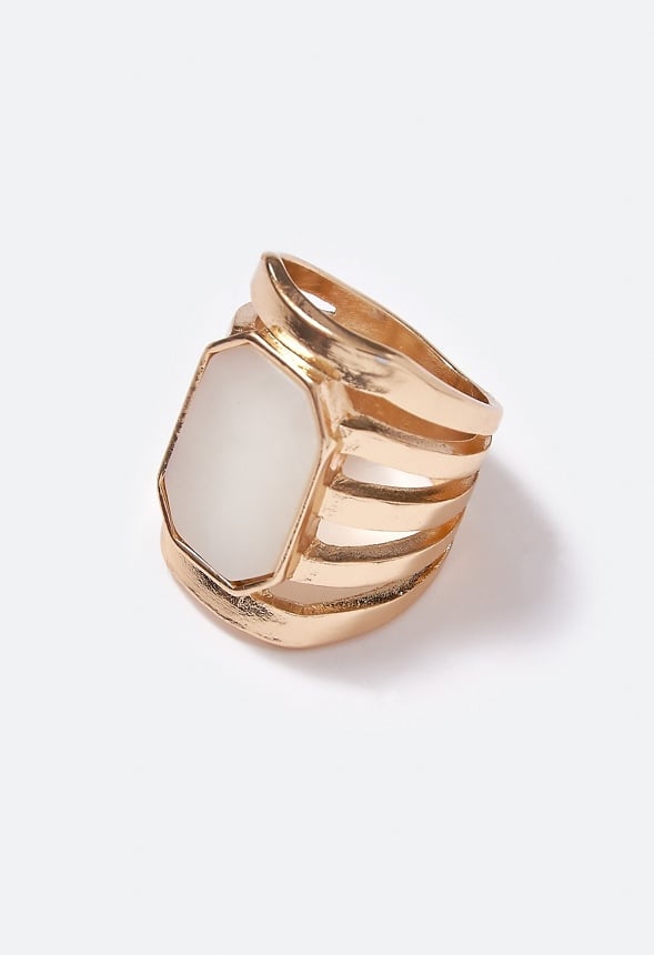 Maeve Mother of Pearl Inlay Ring Cream/Gold
