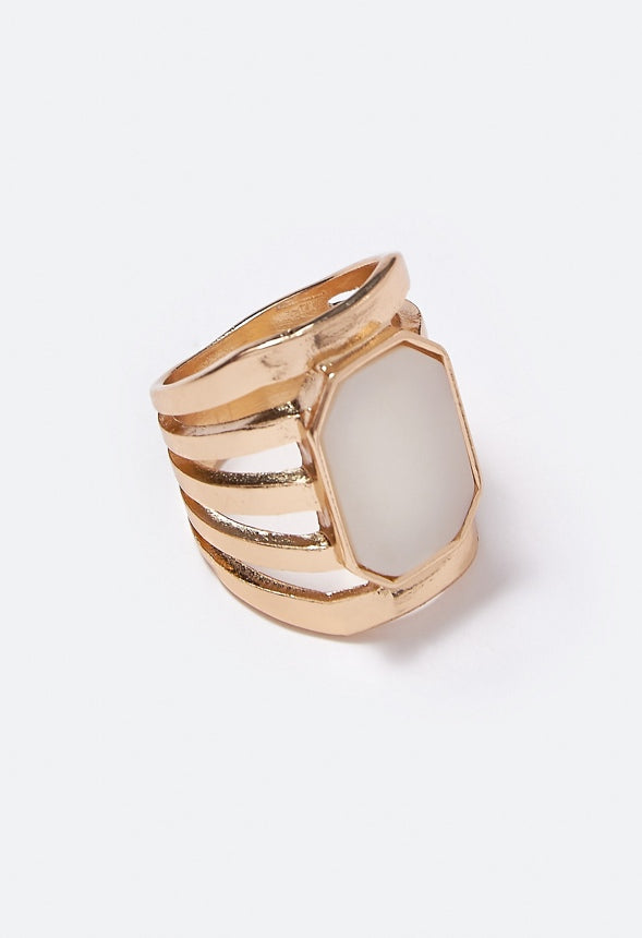 Maeve Mother of Pearl Inlay Ring Cream/Gold