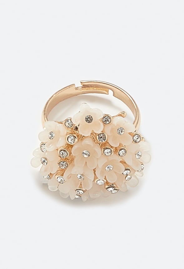 Rosi Cluster Floral Statement Ring Cream/ Gold