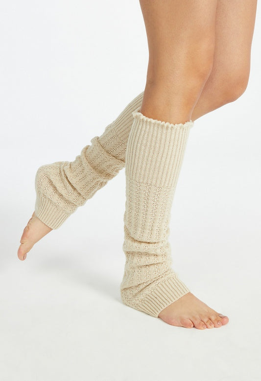 Scallop Leg Warmers Birch White