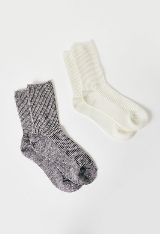 Thick Ribbed Sock Set Heather Grey/ Marshmallow