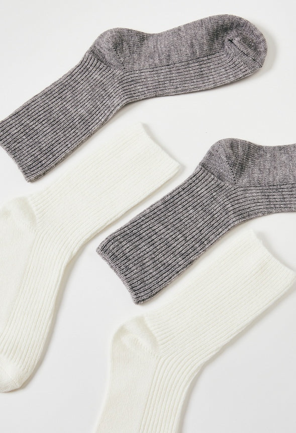Thick Ribbed Sock Set Heather Grey/ Marshmallow