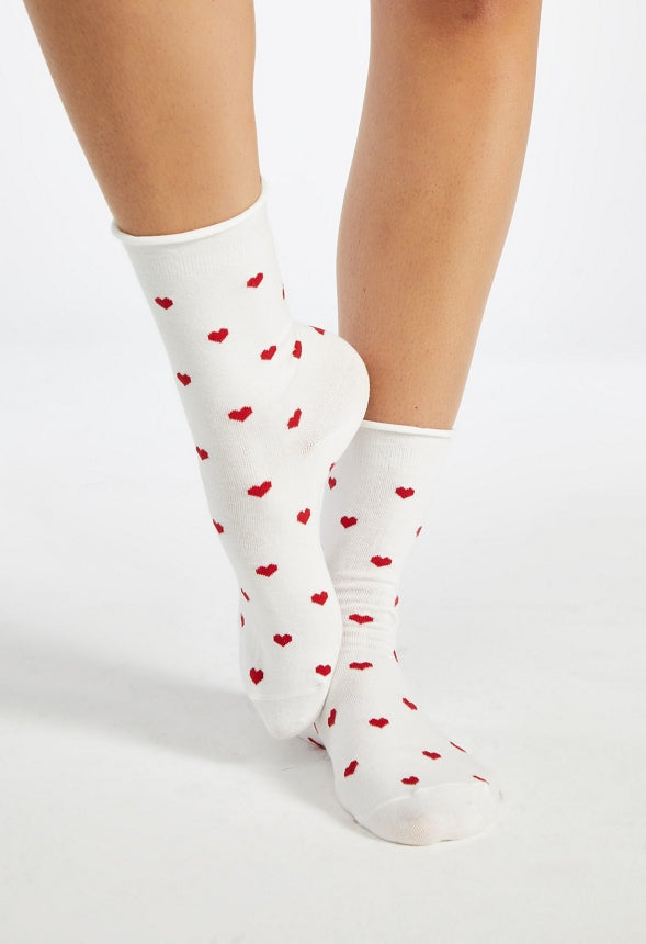 Red Heart Socks White/ Red