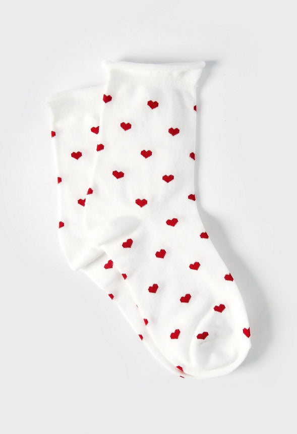 Red Heart Socks White/ Red