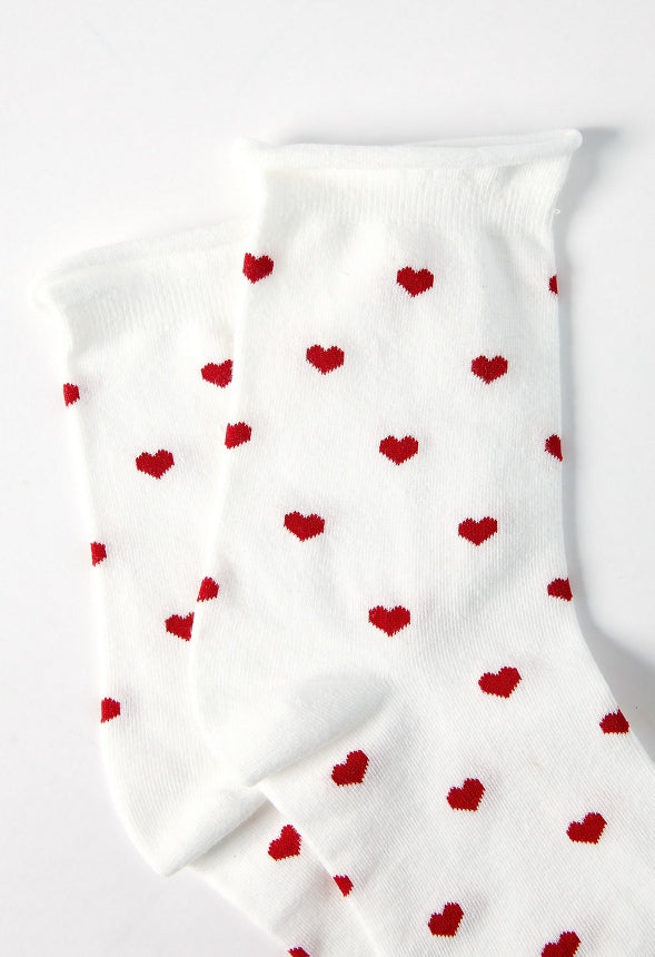 Red Heart Socks White/ Red