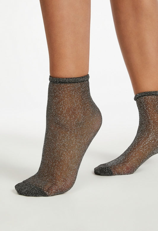Sheer Metallic Socks Black