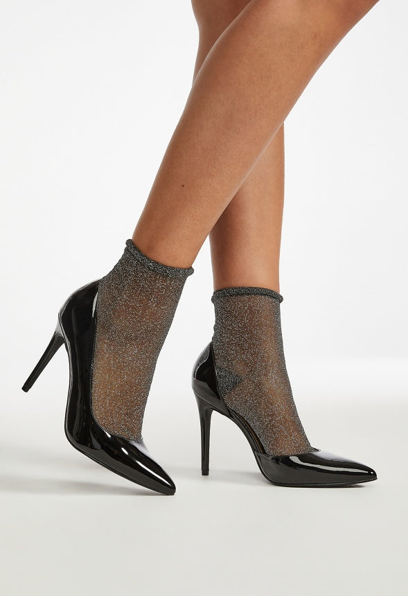 Sheer Metallic Socks Black