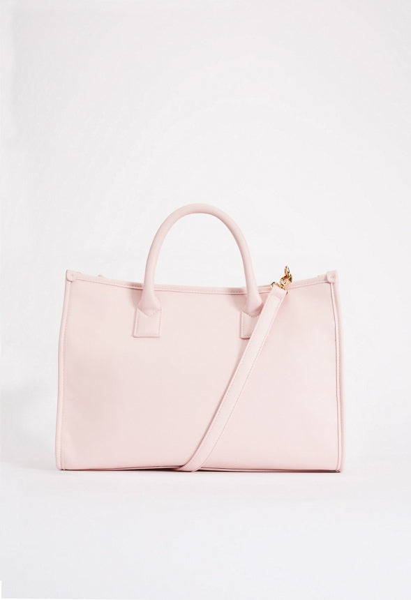 SATCHEL WITH BINDING & WEBBING STRAP Chalk Pink