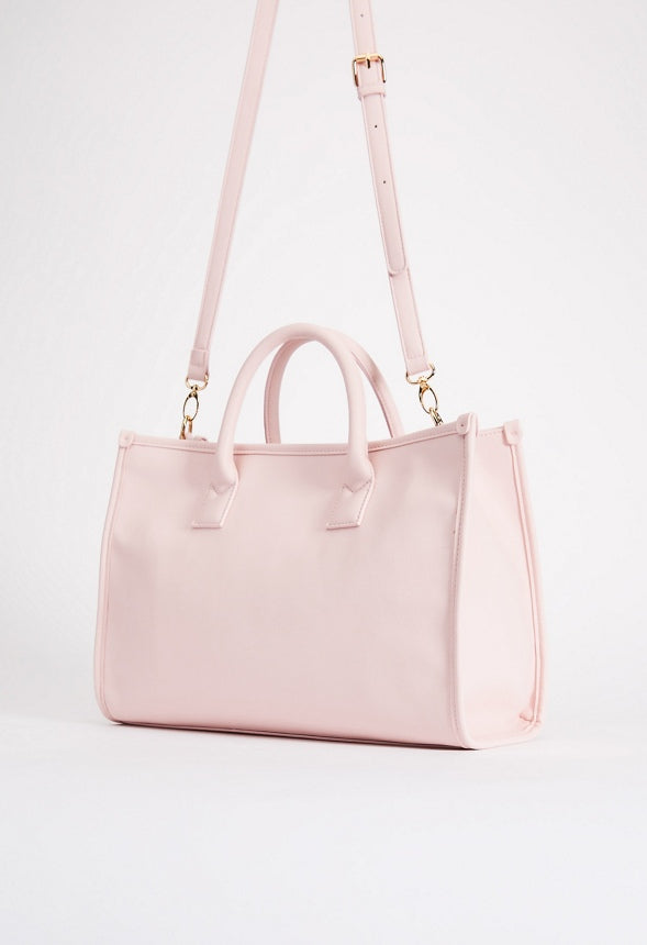 SATCHEL WITH BINDING & WEBBING STRAP Chalk Pink