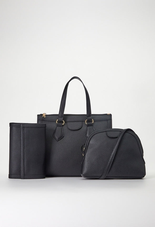 ZIPPERED SATCHEL SET Black