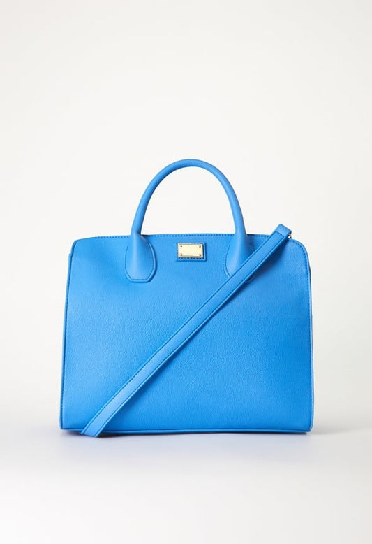 SATCHEL WITH METAL PLATE Marina Blue