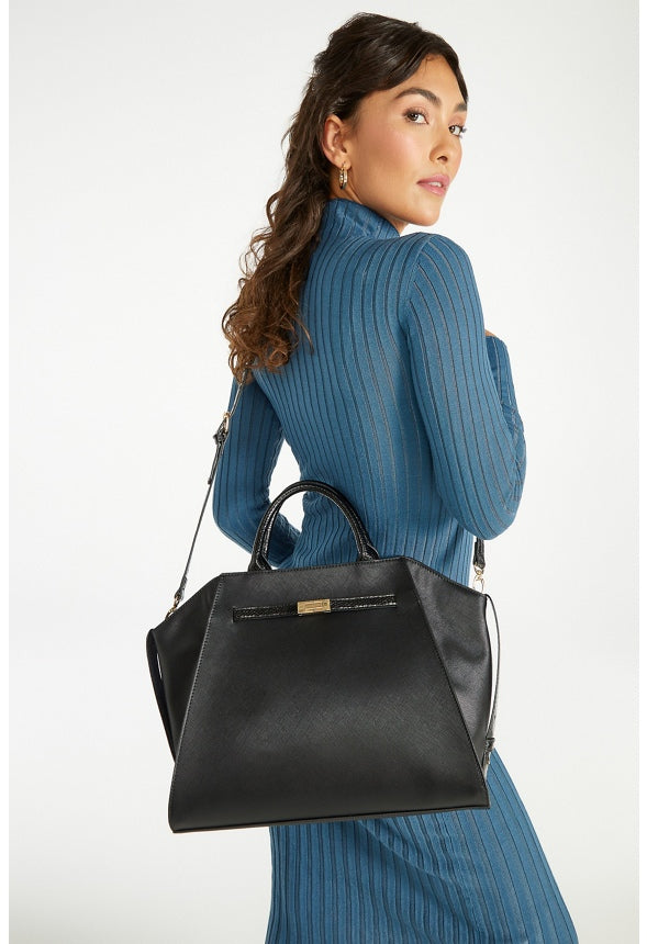 Belted Wing Satchel Black