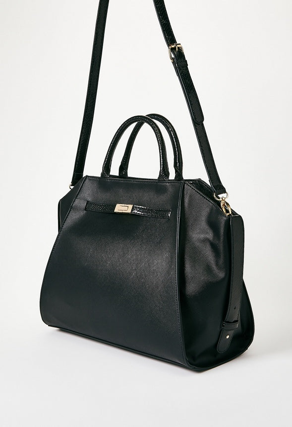 Belted Wing Satchel Black