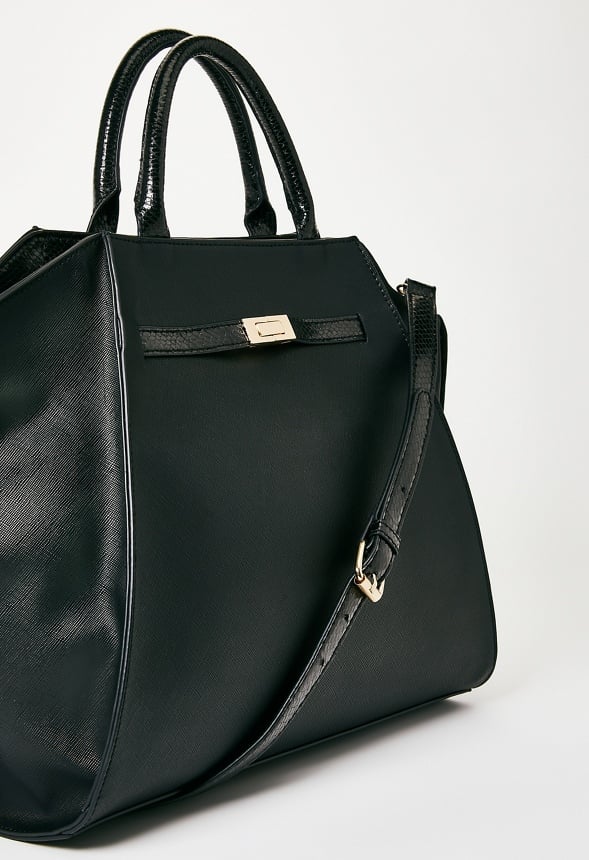 Belted Wing Satchel Black