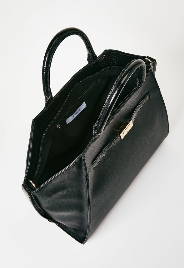 Belted Wing Satchel Black