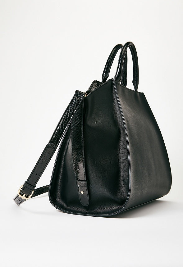 Belted Wing Satchel Black
