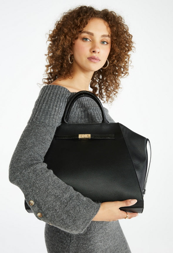 Belted Wing Satchel Black