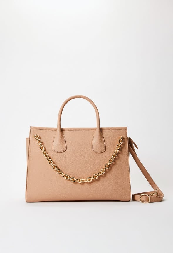 Satchel With Chain Warm Taupe