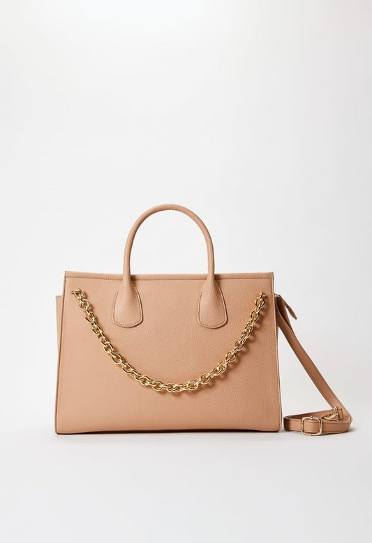 Satchel With Chain Warm Taupe