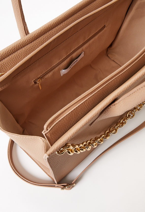 Satchel With Chain Warm Taupe