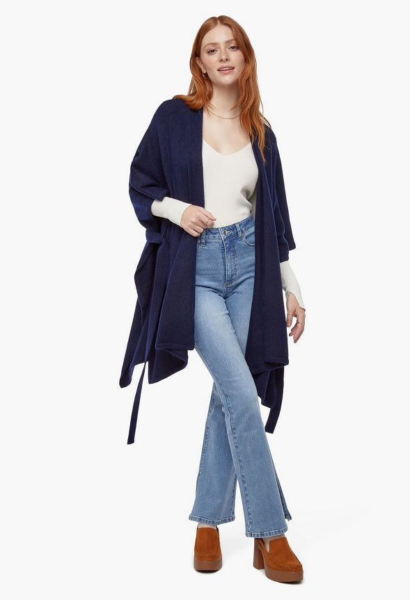 COZY TIE RUANA Blue