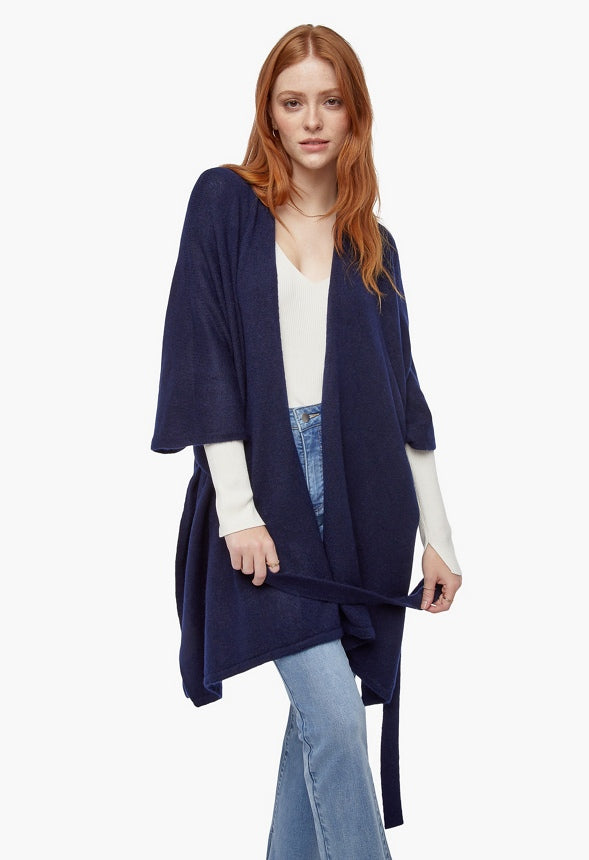 COZY TIE RUANA Blue