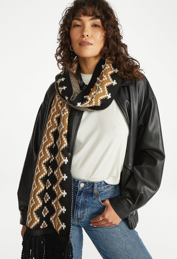 Fair Isle Scarf Black
