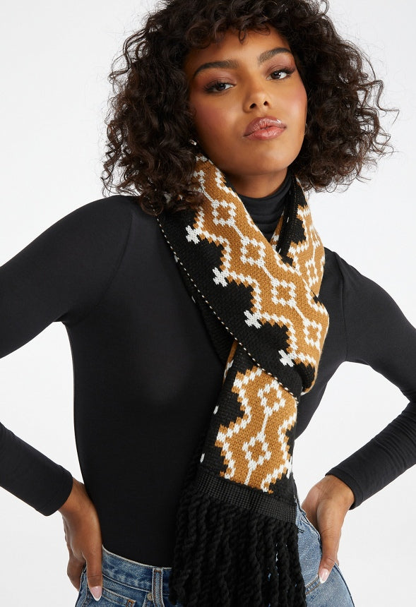 Fair Isle Scarf Black