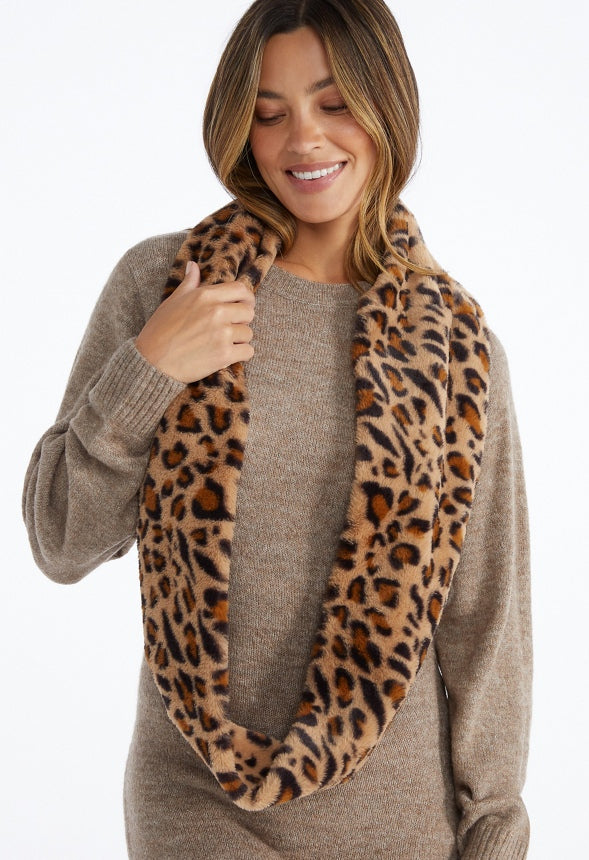 Faux Fur Infinity Scarf Leopard