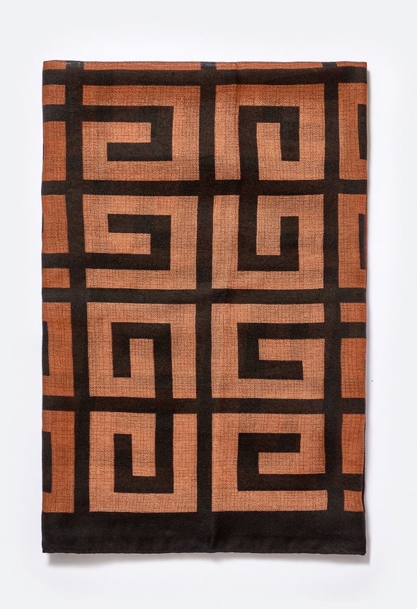 Jade Geometric Interlocking Large Woven Scarf Coffee/ Black