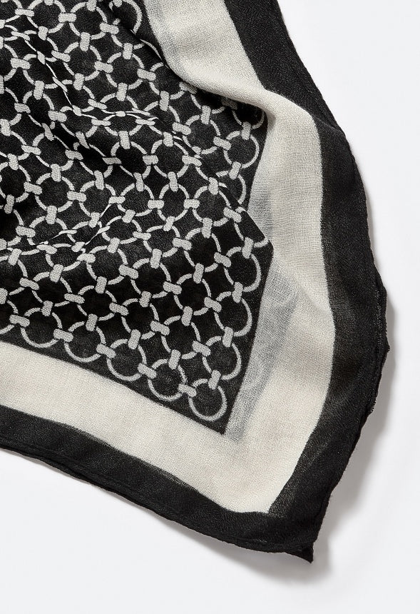 Kalani Chain Link Large Woven Scarf Beige/ Black