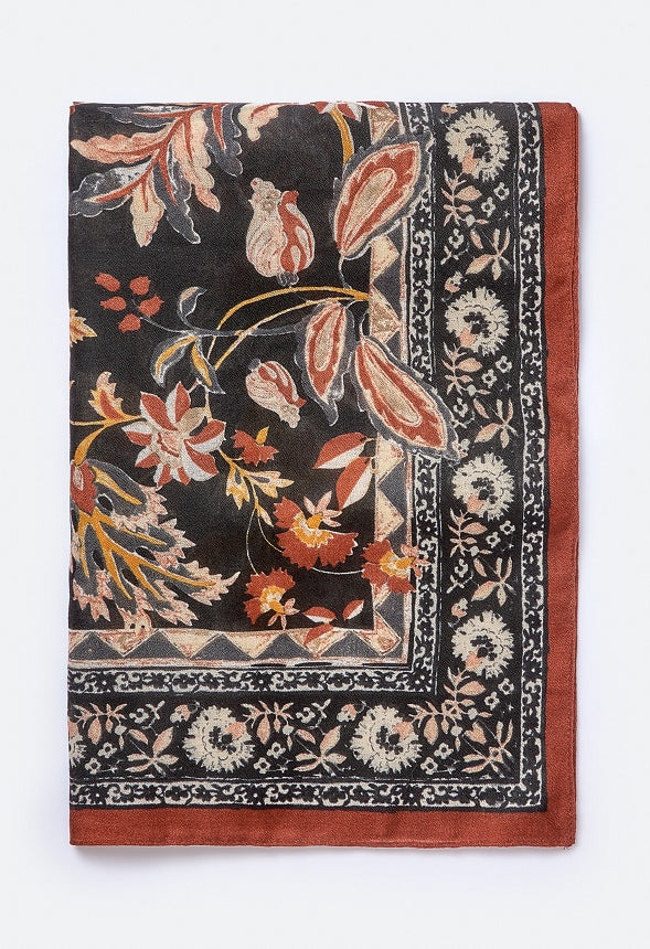 Joelle Floral Large Woven Scarf Multi/ Black