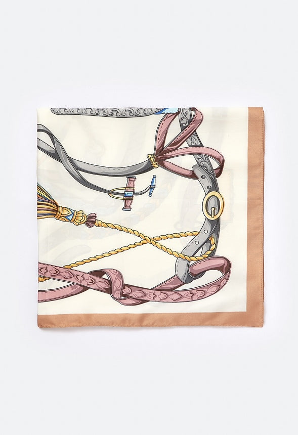 Bonnie Horse Bit Print Cream Scarf Cream Mix