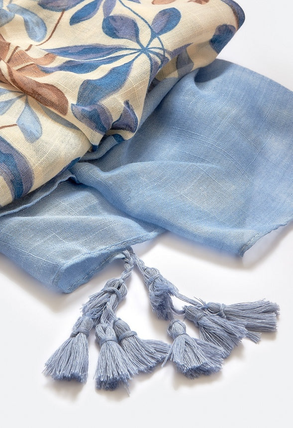 Celia Blue Flower Print Scarf Blue Mix