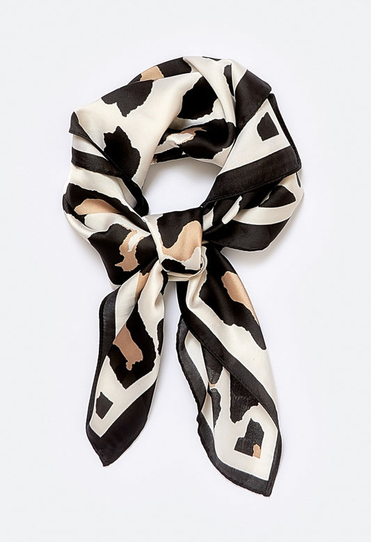 Dalia Animal Print Scarf Cream/ Tan/ Black Mix