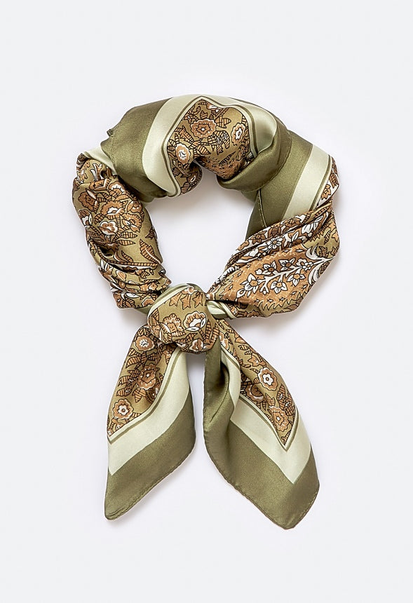 Daya Khaki Paisley Print Scarf Khaki Mix