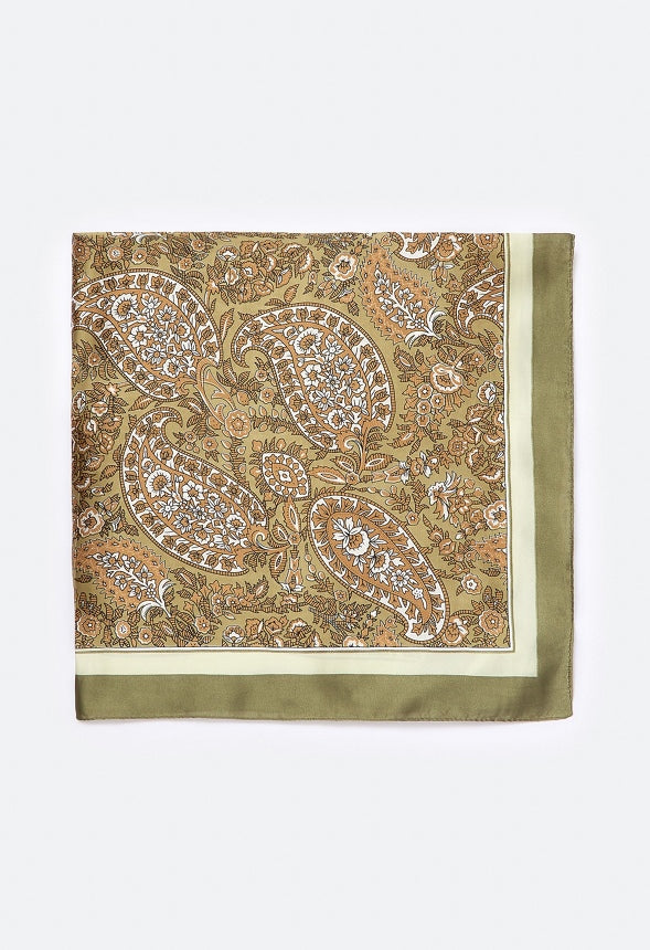 Daya Khaki Paisley Print Scarf Khaki Mix