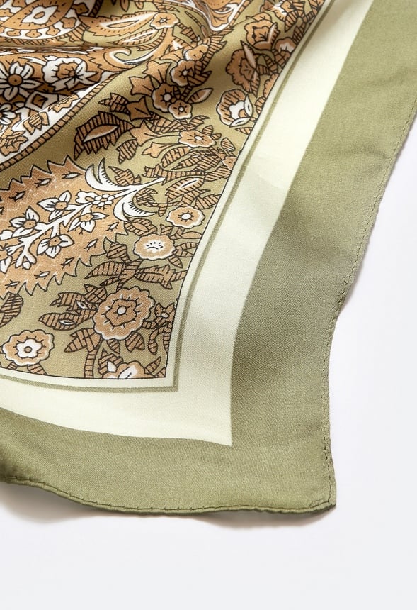 Daya Khaki Paisley Print Scarf Khaki Mix