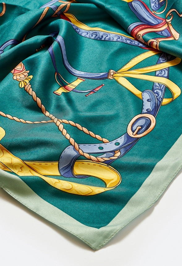 Eden Abstract Multicolor Print Silk Like Scarf Teal Mix/ Fabric
