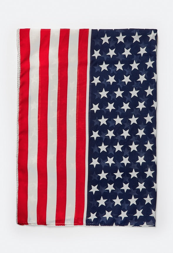 Hira 4th Of July Long Woven Fabric Scarf Red/ Blue Mix