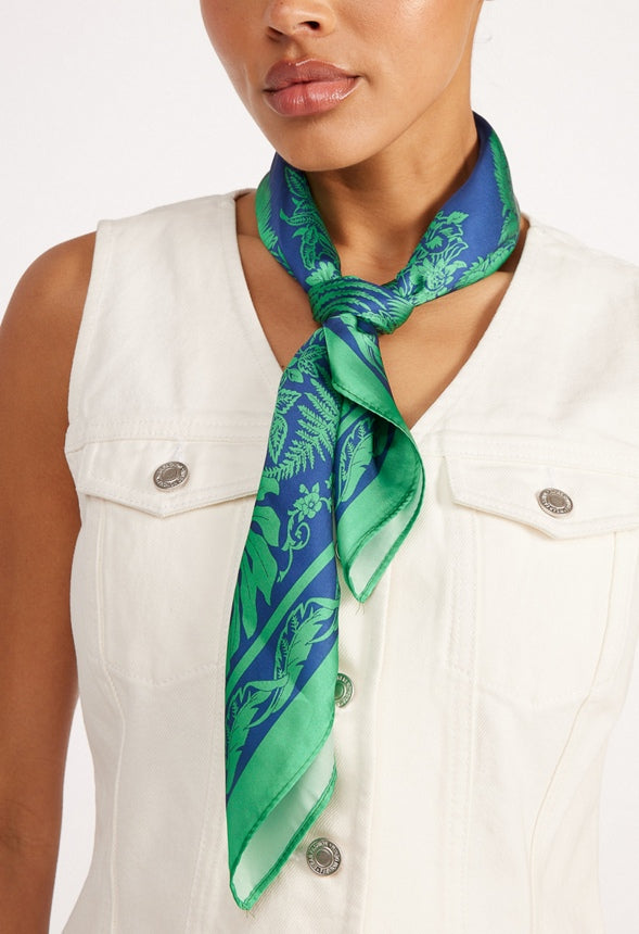 Kim Silk Like Paisley Scarf Blue/ Green Mix