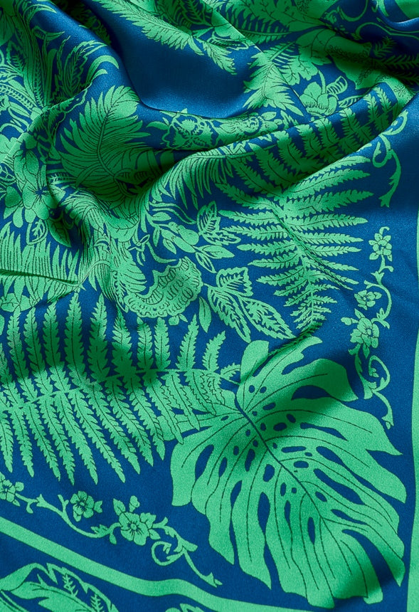Kim Silk Like Paisley Scarf Blue/ Green Mix