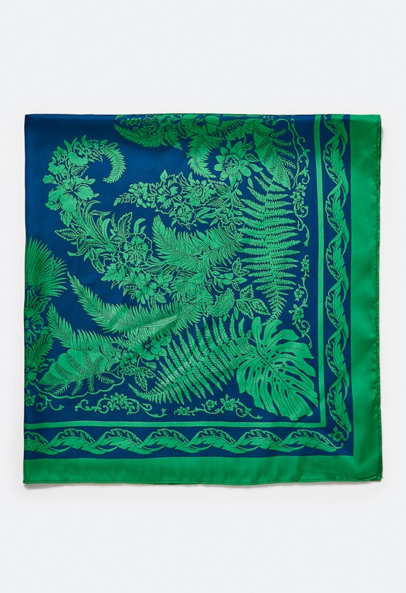 Kim Silk Like Paisley Scarf Blue/ Green Mix